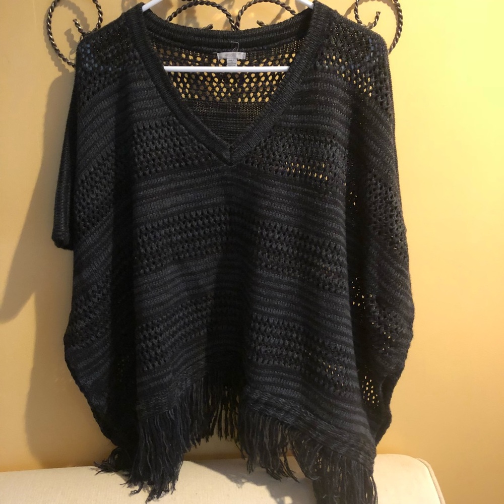 Black with grey poncho